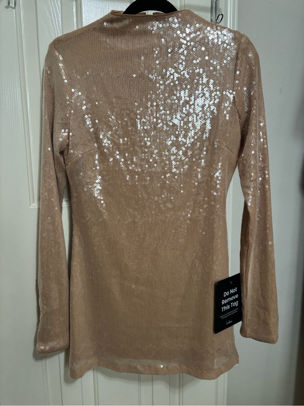 Lulu's Nude Sequin Long-Sleeve Dress